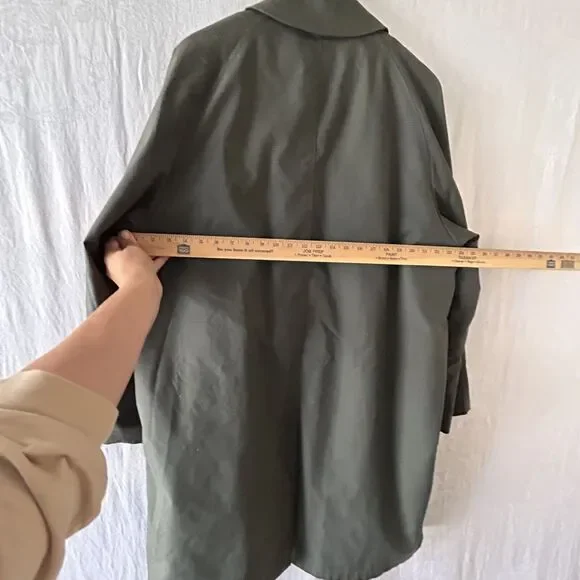 Vintage Trench Coat 46 Long Gray Plaid Fleece Lined Richman Brothers Jacket